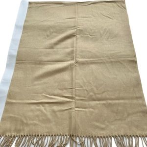 Cashmere Finished Scarf Firenze Italia Solid Tan Fringe Large Very Soft